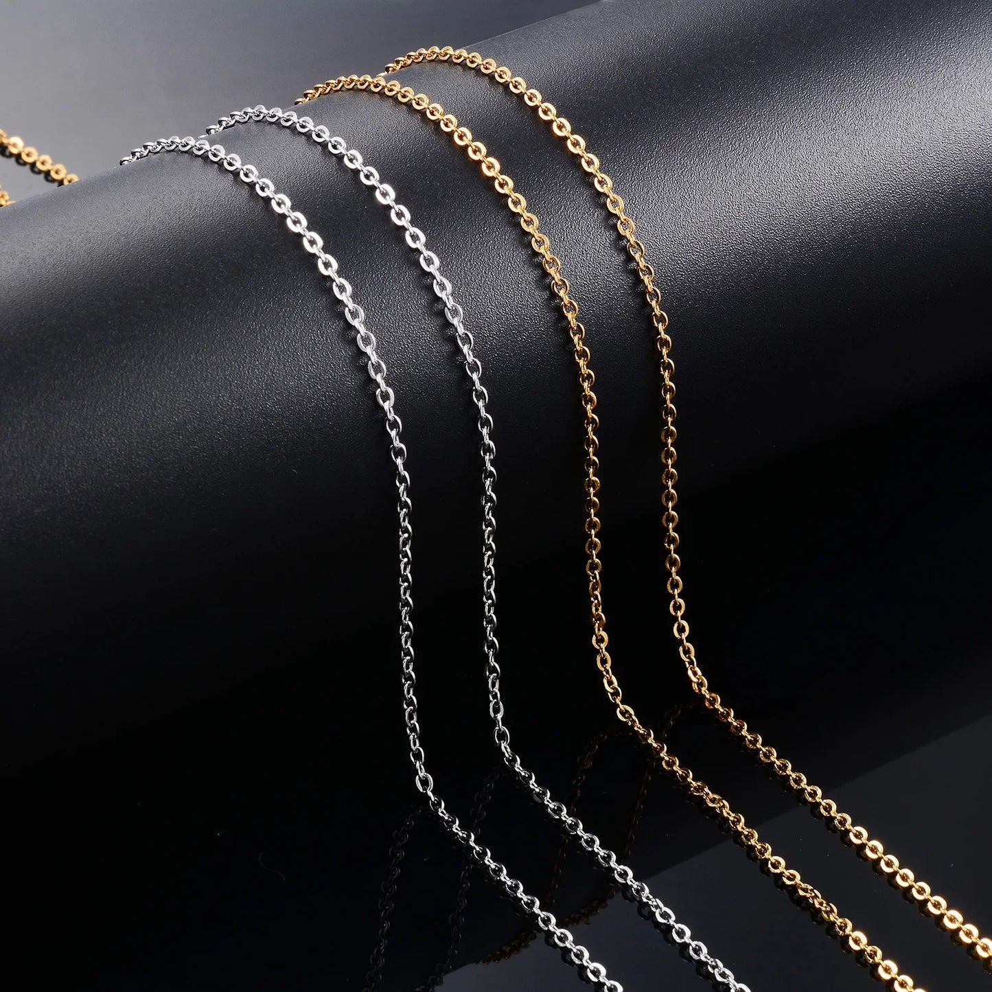Metal Round O Chain Stainless Steel Cable Thin Necklaces Adjustable Rolo Link DIY Jewelry Making Accessories