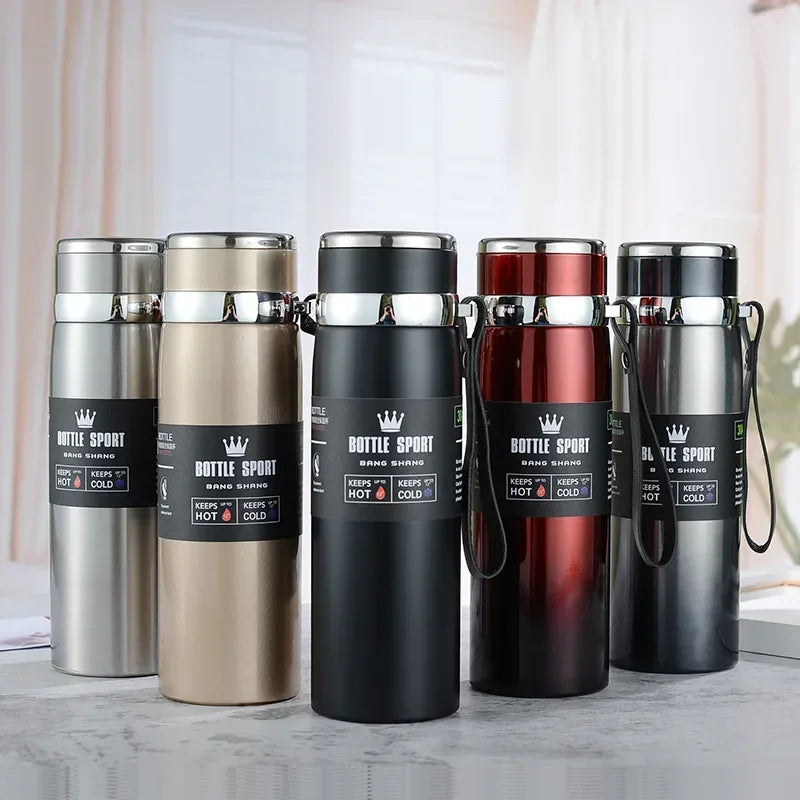 1000ml Stainless Steel Thermal Water Bottle Vacuum Insulated Thermos Flask Leakproof Coffee Tea Cup for Office Travel Use