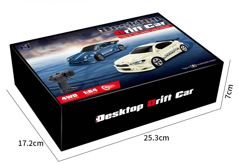 1/64 RC 4WD Drift Car 2.4G High-Speed Racing Car Four-Wheel Mini Desktop Remote Control Car Electric Toys Children Gifts
