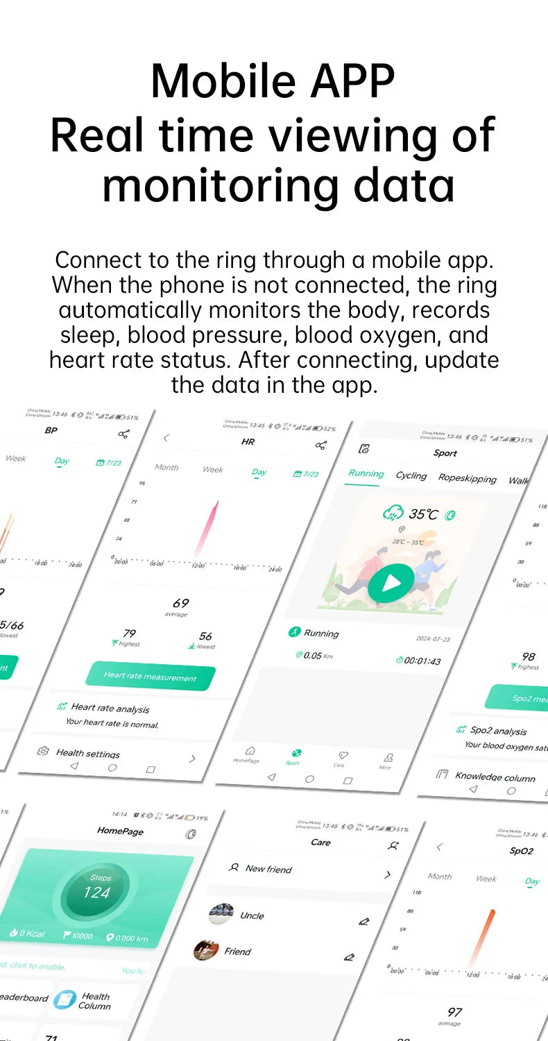 Smart Ring Bluetooth 5.1 Sleep Camera Remote Control Multiple Exercise Modes Wearable Fitness Ring