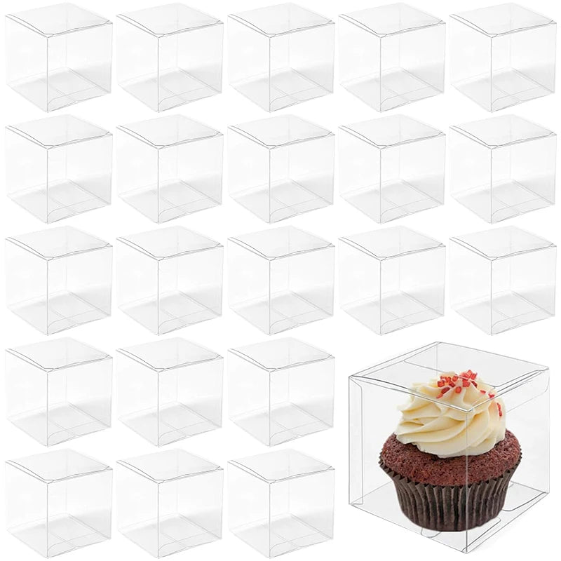 20/50PCs Clear Gift Box Cupcake Dessert Cookie Candy Boxes Wedding Birthday Party Supplies Baby Shower Christmas Gift Packaging