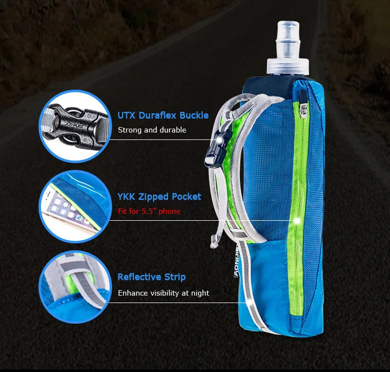 AONIJIE E908 Running Hand-held Water Bottle Kettle Holder Wrist Storage Bag Hydration Pack Hydra Fuel Soft Flask Marathon Race