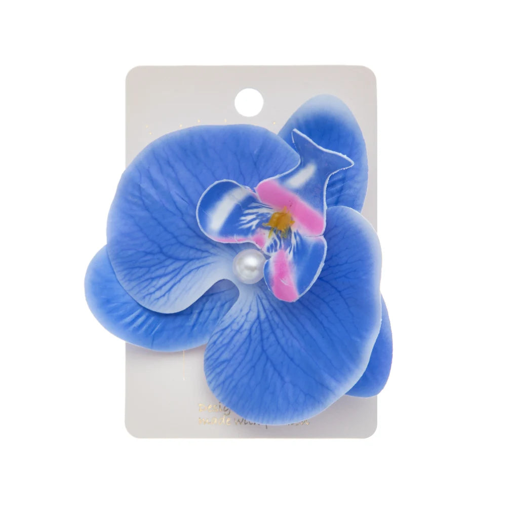 Artificial Orchid Flower Butterfly Hair Clips for Woman Girls Phalaenopsis Pearl Duckbill Hairgrips Hairpins Hair Accessories