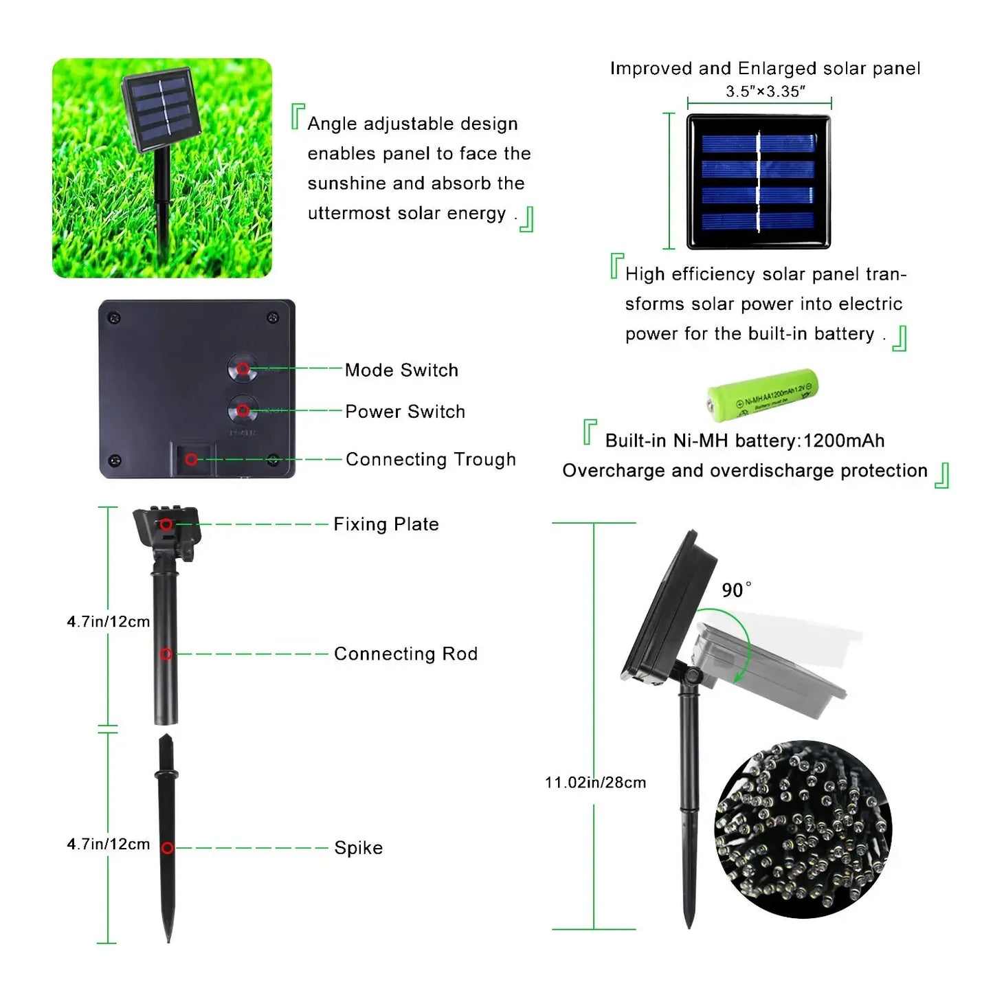 AlliLit LED Solar String Light Fairy Outdoor Garden Waterproof Lamp 2025 Christmas Garland Xmas Holiday Party Home Decoration