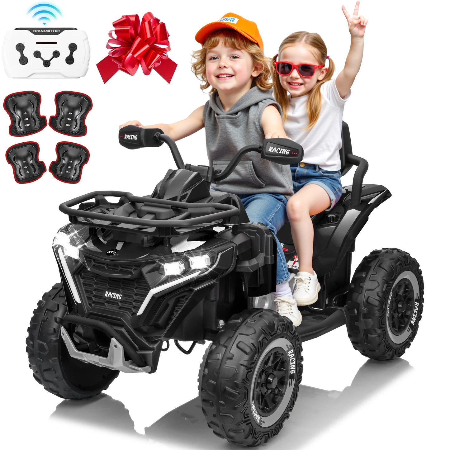 24V Large Four-Wheeled Off-Road Vehicle for Kids - 800W Powerful Motor, 4WD  Dual Leather Seats, Parental