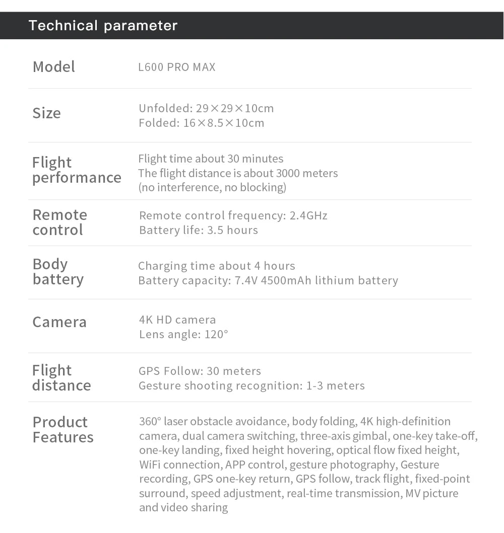 L600 Pro MAX 4K Professional Drone With Camera HD 3-Axis Gimbal GPS Dron 360° Obstacle Avoidance 5G WIFI RC Quadcopter Toys