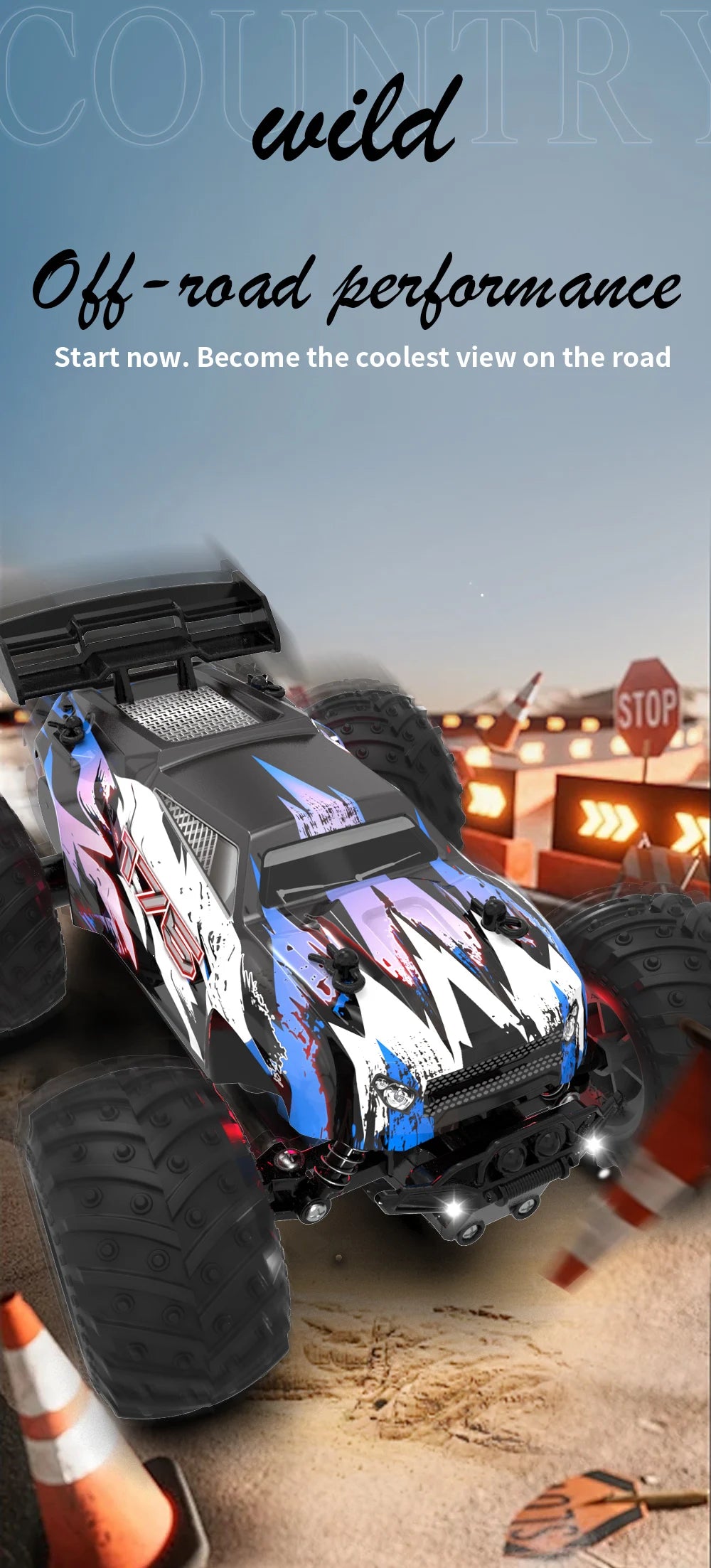 JJRC Q105 Q175 1:18 20 Km/h 2.4GHz Double Motors Drive With LED Light Off Road Remote Control Cars Drift Monster Truck Toys