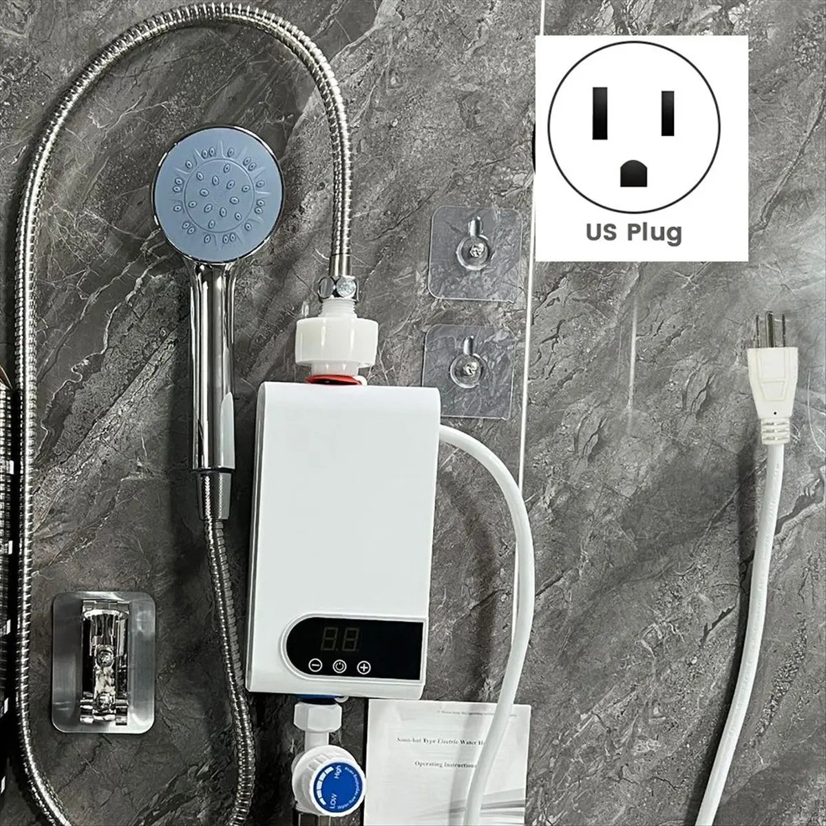 Y32A 3500W Instant Water Heater 110V Portable Electric Heaters for Bathroom Hot Water Shower and Home Kitchen Heating US Plug