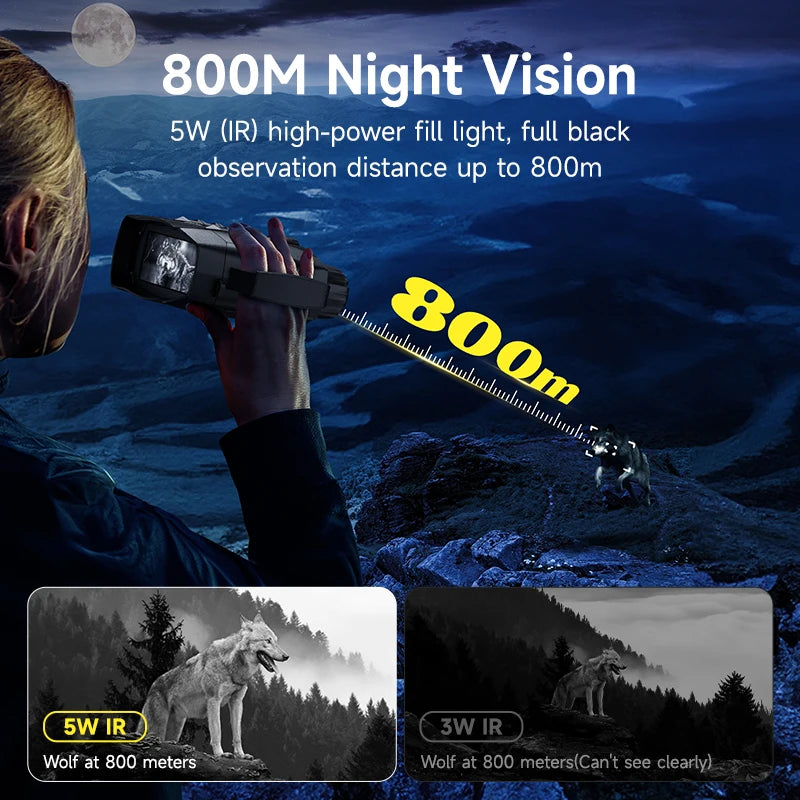 4K HD Night Vision Goggles Binoculars 10X Zoom Infrared 5000mAh Digital Telescope Camera 800M for Outdoor Hunting Camping Tools