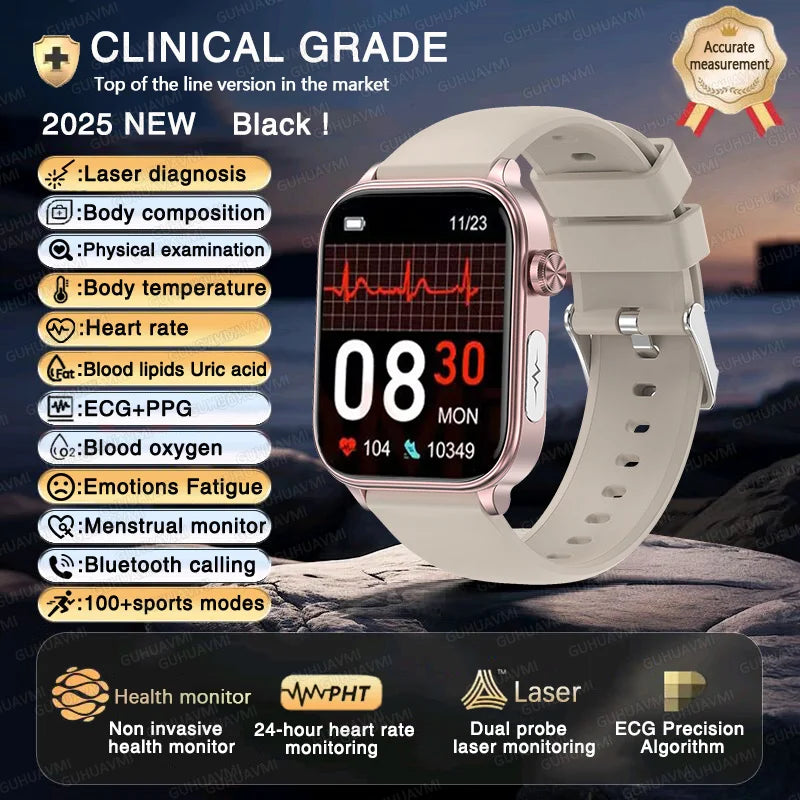 2025New ECG+PPG AI Health Diagnose Smart Watch Men Women Clock Blood Lipid BP Uric Acid Heart rate Tracker For Xiaomi Smartwatch