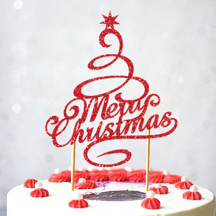 Merry Christmas Cake Toppers Cartoon Xmas Tree Cake Decor Snowman Happy New Year Cupcake Toppers Decor For Party Home 2025 Noel