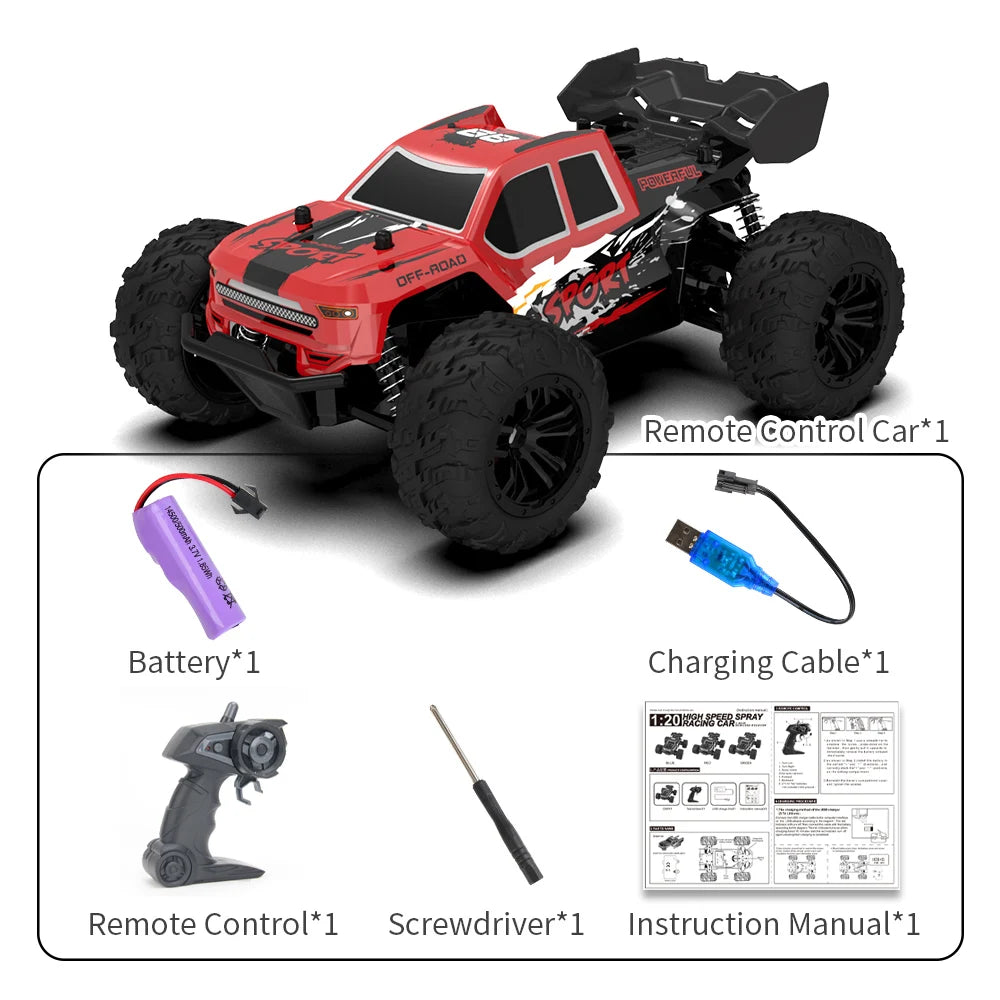 2.4G Remote Control Car with Light RC Vehicle RC Racing Car 20KM/H High Speed Off-Road Climbing Remote Control Toy Gift for Kids