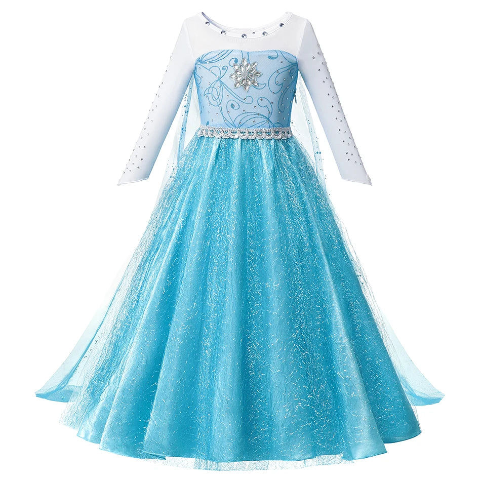Summer Fancy Queen Elsa Anna Costume Girls Princess Dress Toddler Halloween Cosplay Party Vesidos For 2-10 Years