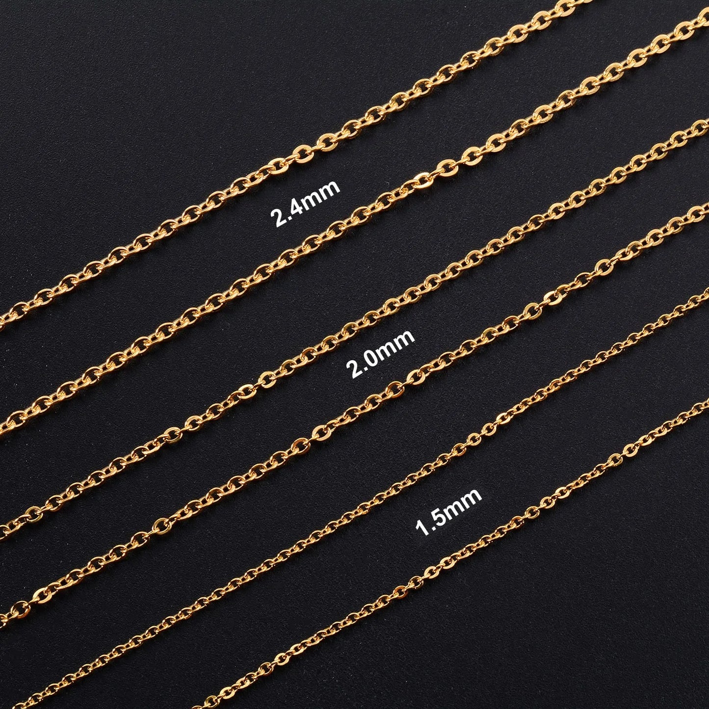 Metal Round O Chain Stainless Steel Cable Thin Necklaces Adjustable Rolo Link DIY Jewelry Making Accessories