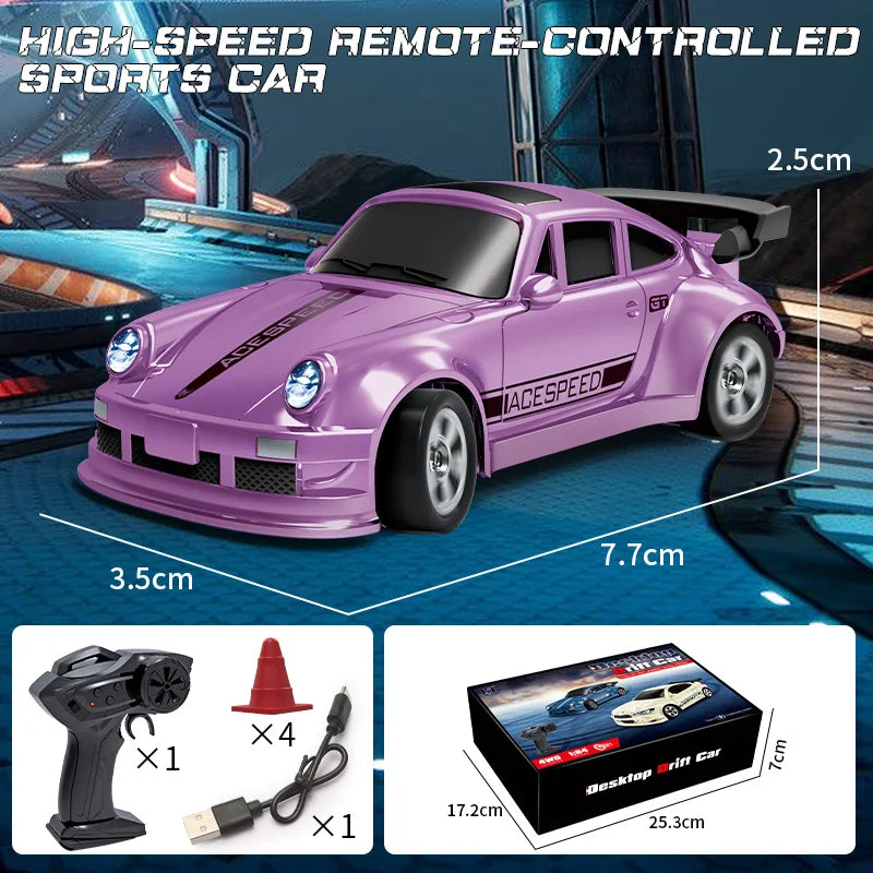 1/64 RC 4WD Drift Car 2.4G High-Speed Racing Car Four-Wheel Mini Desktop Remote Control Car Electric Toys Children Gifts