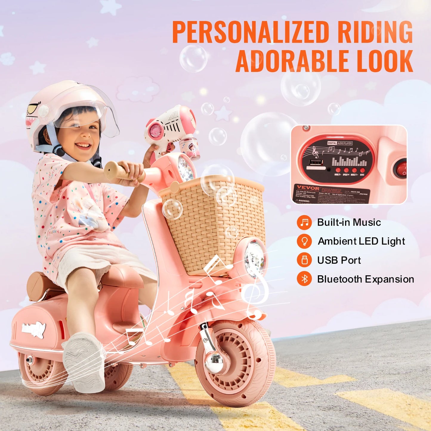 SucceBuy Kids Ride On Motorcycle 6/12V Battery Powered Electric Motorcycle Trike with Speed 2mph Ride on Toys for Children Gifts