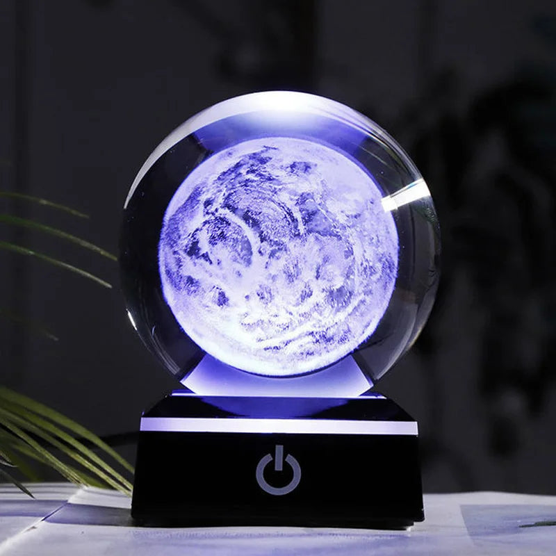 3D Crystal Ball Laser Engraved Planet Crystal Ball Solar System Globe Astronomy Gift  Birthday Gift Glass Sphere Home Decoration