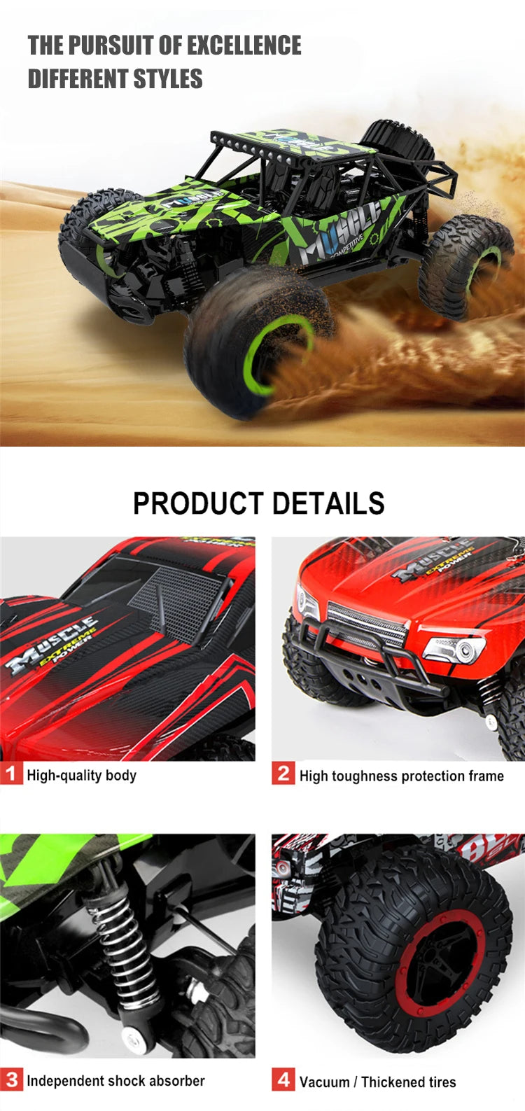 JTY Toys Bigfoot RC Truck 36km/h High-Speed Remote Control Climbing Car Off-Road Trucks Radio RC Crawler Cars For Kids Adults