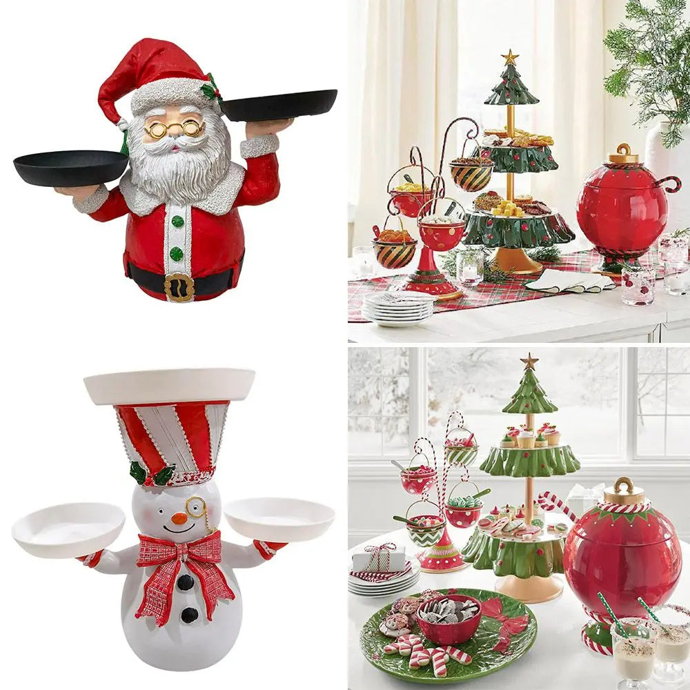 1Pc Christmas Tree Dessert Table Fruit Plate Double Layer Cake Stand Holiday Party Candy Plate Snack Tray Xmas Snack Rack Holder