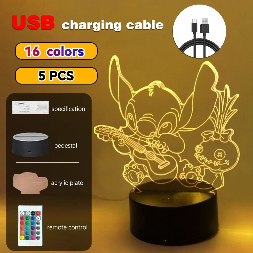 LED Night Ligh Illusion Stitch Lamps Remote Control Smart Touch Home Room Decor Lamp Christmas Valentine's Day Birthday Gifts