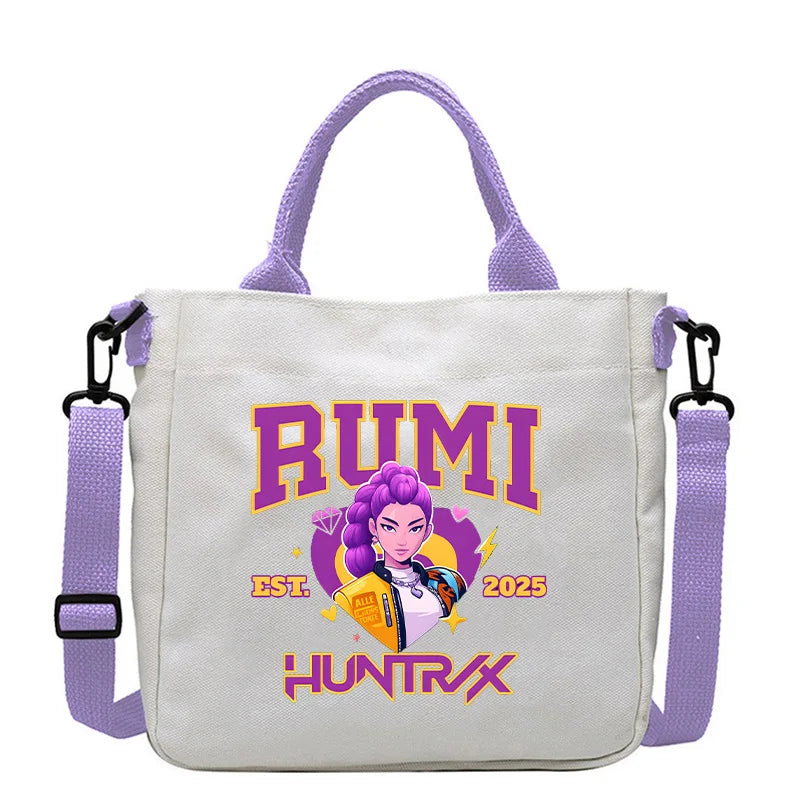 Move K-Pop Demon Hunters Canvas Bag Fashion Printed Handbag Cute Cartoon Anime Commuting Portable Book Storage Bags Pocket Gifts