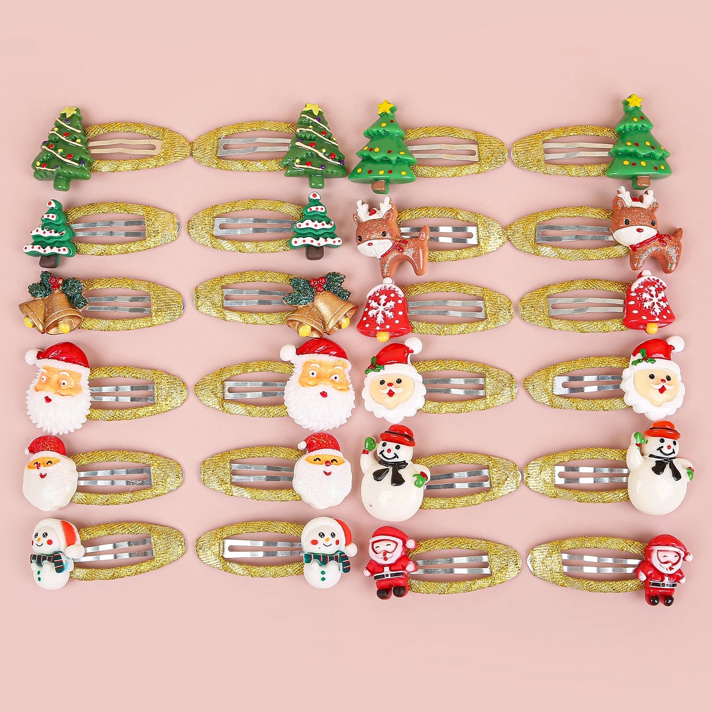 4Pcs Girls Christmas Hair Accessories Glitter BB Hairpin Cartoon Hair Clip Santa Claus Barrette Clips for Kids Hair Accessories