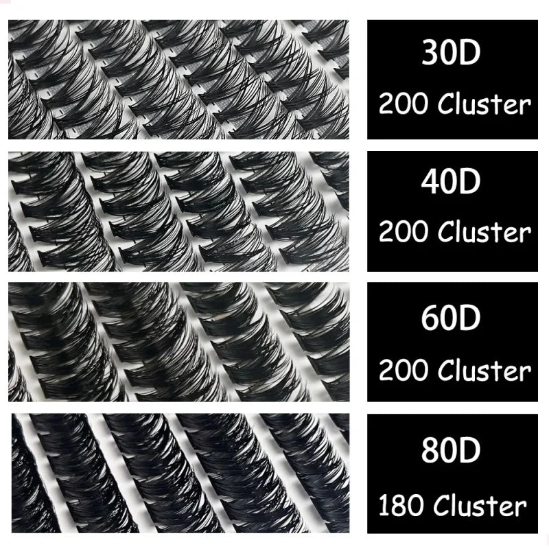 30D 40D 60D 80D Mink False Eyelashes 180/200 Bundles Natural Lashes extension 3D Russia Volume Individual Eyelash Cluster Makeup