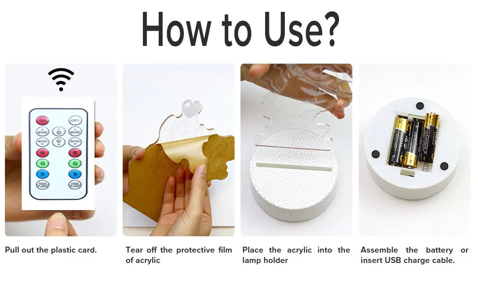 Lilo & Stitch Two Color Night Light 3D Illusion LED Home Children's Decoration Bedroom with Remotenight Light Christmas Gift