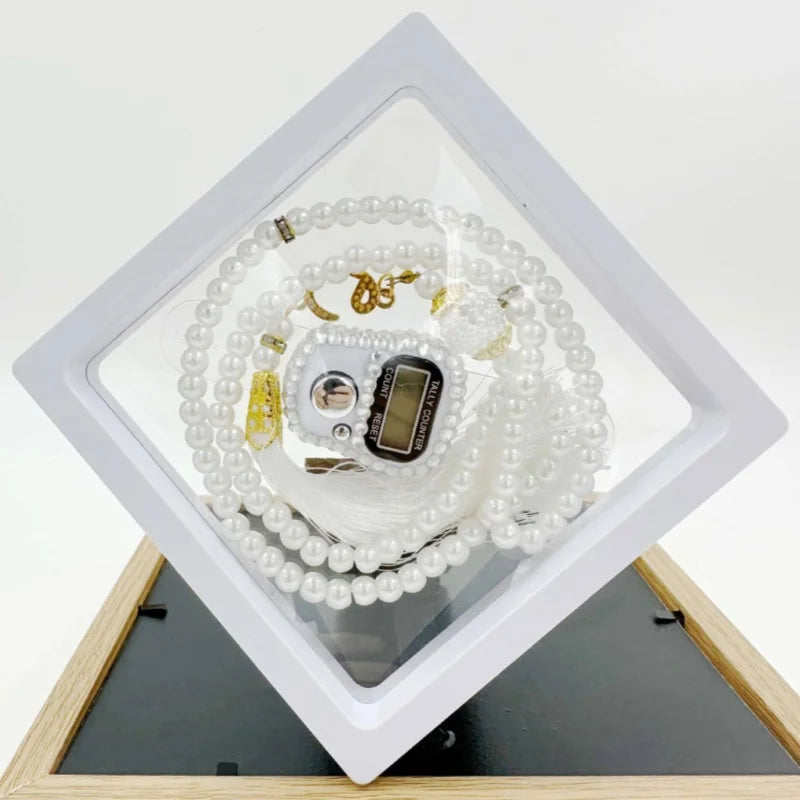 Muslim Prayer Beads Bracelet And Finger Counter Set Colour 99 Imitation Pearl Bracelets Resettable Finger Counter Ring