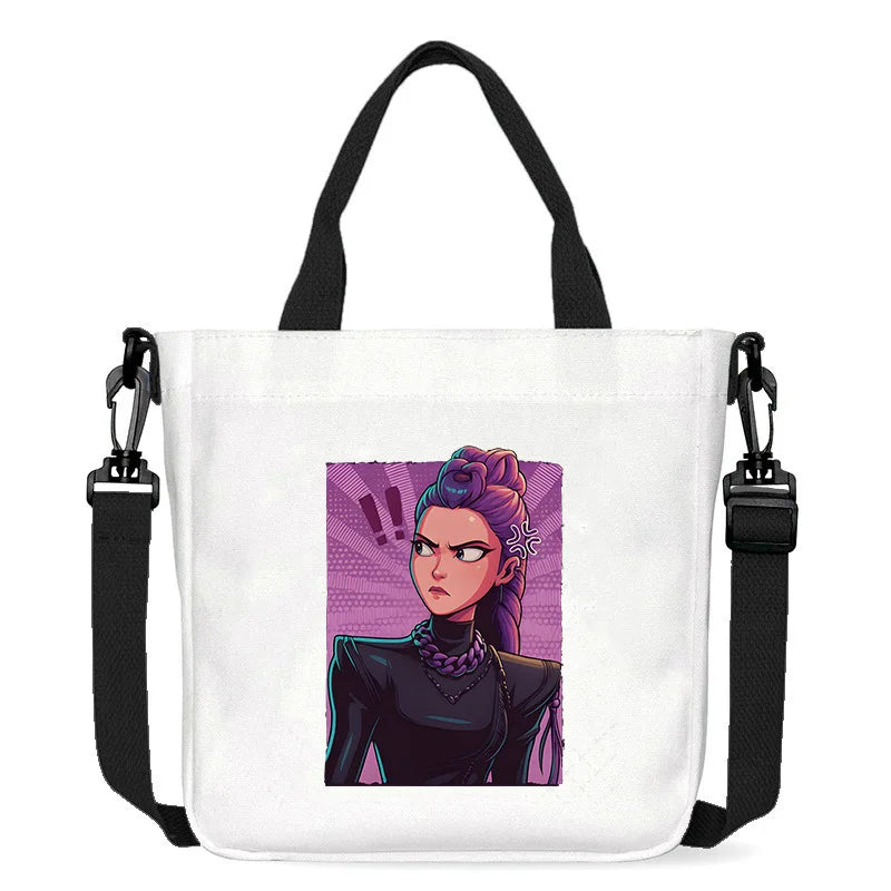 Move K-Pop Demon Hunters Canvas Bag Fashion Printed Handbag Cute Cartoon Anime Commuting Portable Book Storage Bags Pocket Gifts