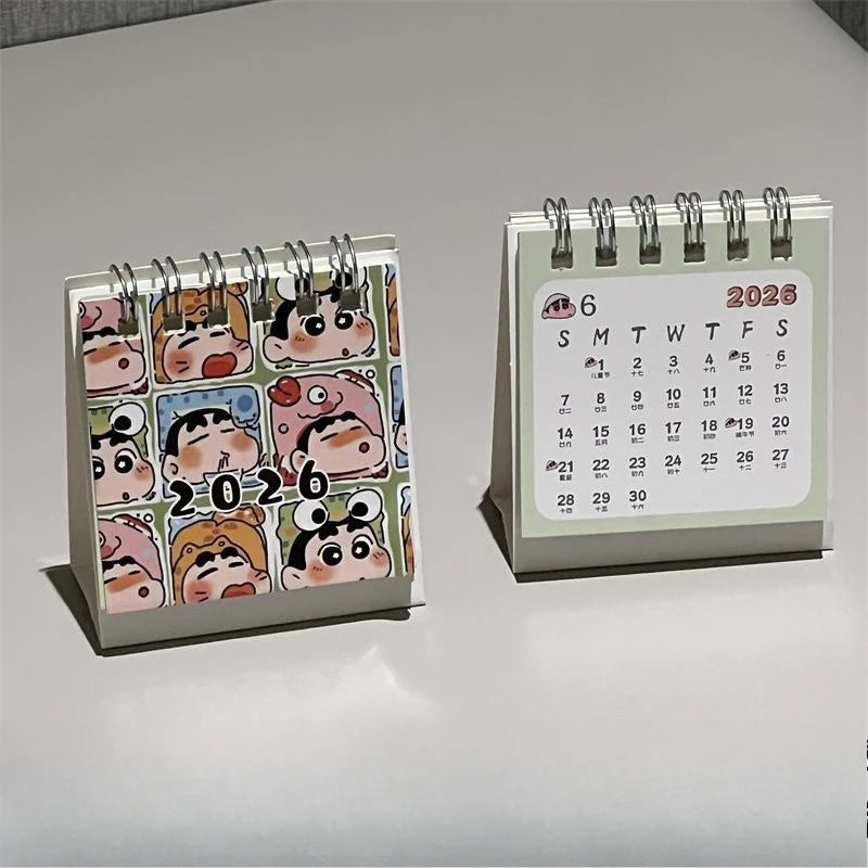2026 Crayon Shin-chan Mini Calendar Anime Desk Calendar Creative Coil Calendar Planner Desktop Decoration Office Stationery Gift