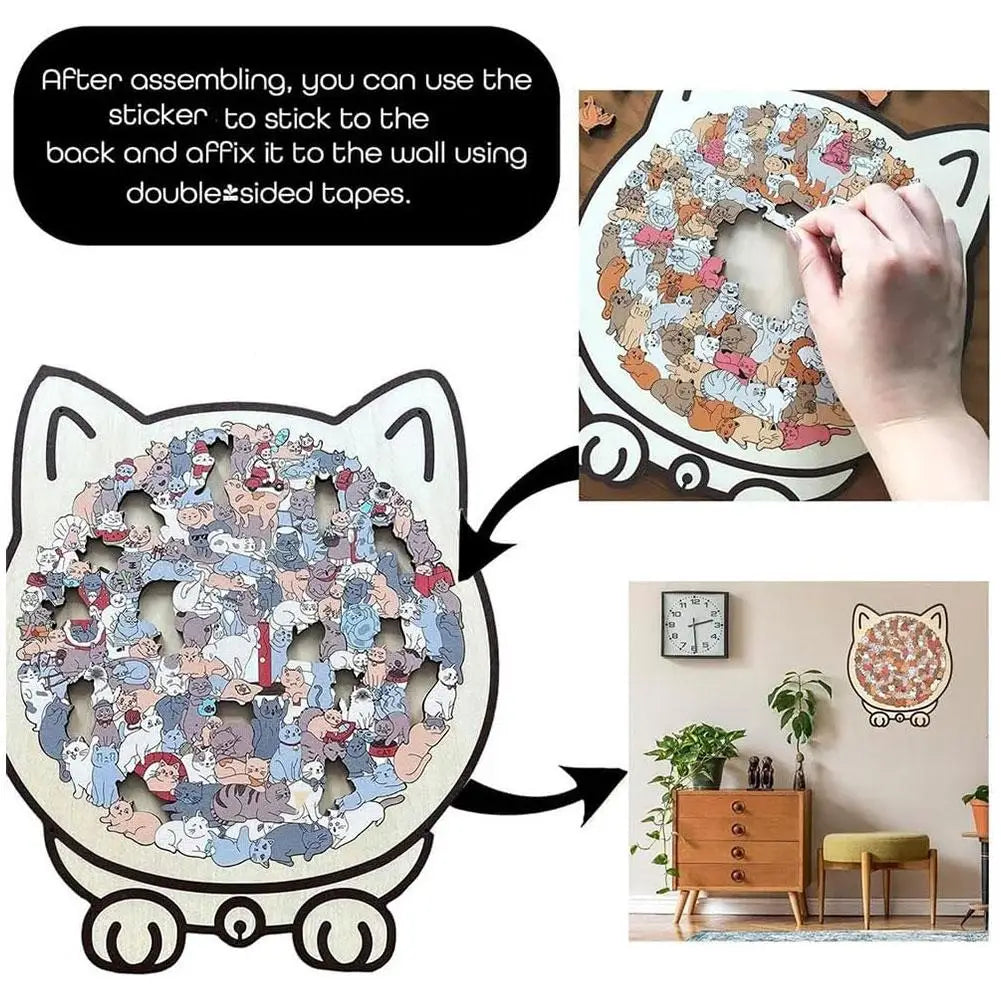135Pcs Cat-Shaped Wooden Jigsaw Puzzle With Unique Irregular Pieces For Cat Lovers Home Christmas Decoration 2026