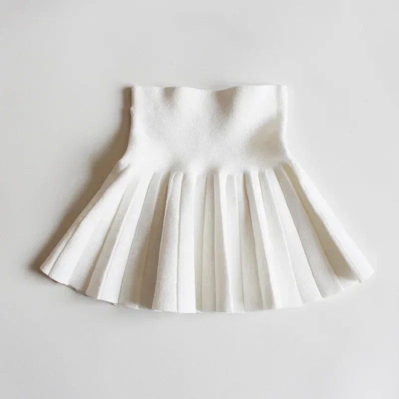 Baby Girls Knit Skirt Autumn Winter Princess Pleated Children School High Waist Mini Tutu Skirts Kids Clothing