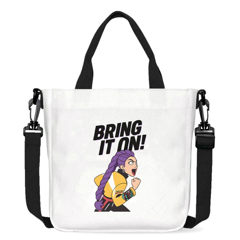 Move K-Pop Demon Hunters Canvas Bag Fashion Printed Handbag Cute Cartoon Anime Commuting Portable Book Storage Bags Pocket Gifts