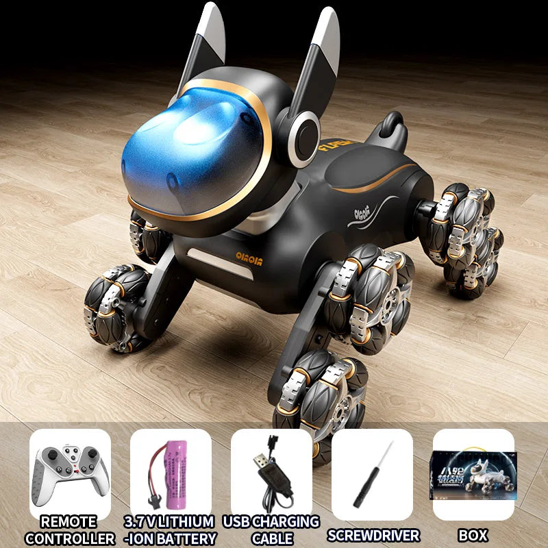 2025 NEW DWI Eight Wheeled Stunt Dog 2.4G Remote Control Intelligent Swing Arm Drift Robot Dog Climbing Car Children's Gift Toy