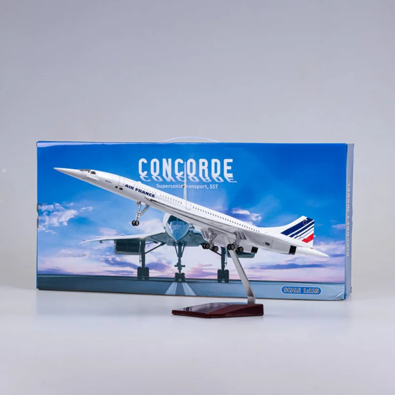 50CM 1/125 Scale Plane Concorde Air France Airline Model Airplane Toy Resin Airfrance Aircraft with Landing Gears Lights