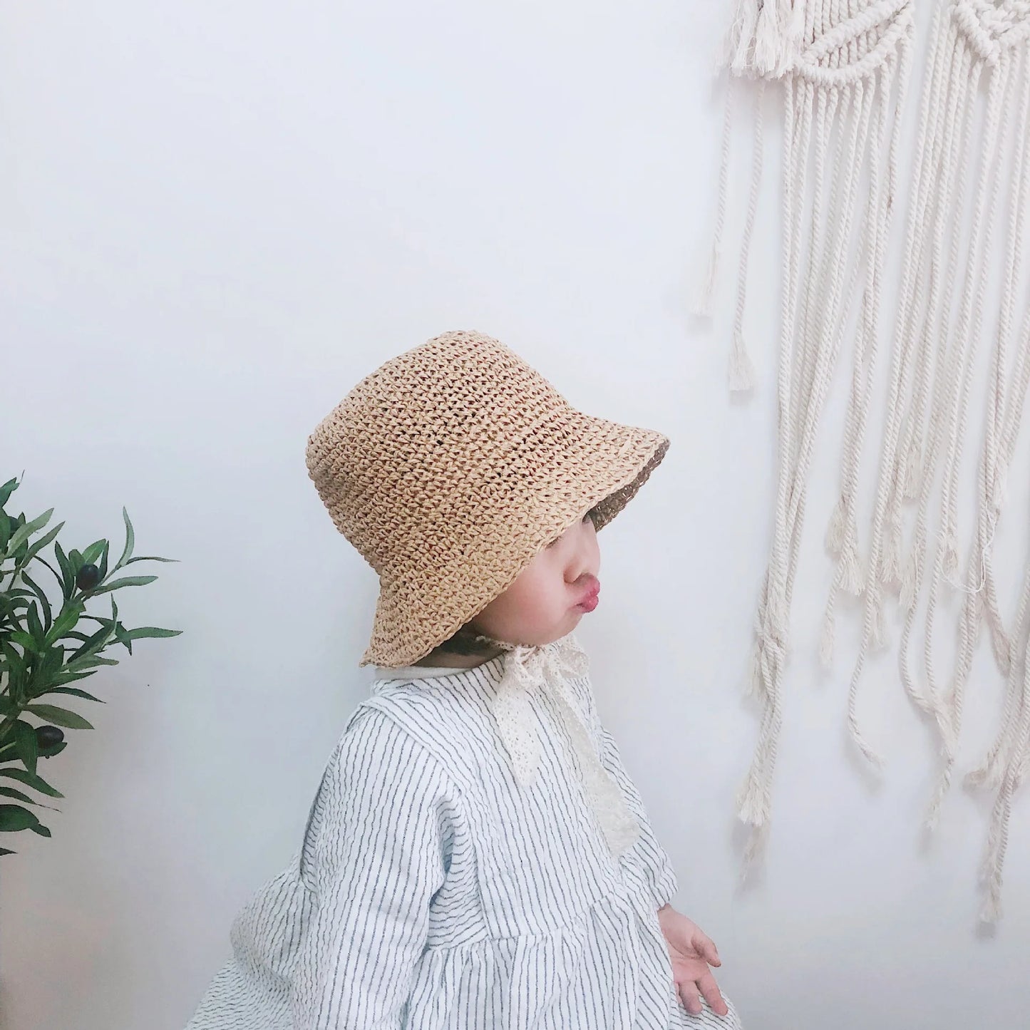 Summer Children Lace Solid Straw Hat Outdoor Girl Baby Fashion Sunscreen Cap Infant Fisherman's Caps Kid Vacation Casual Hats