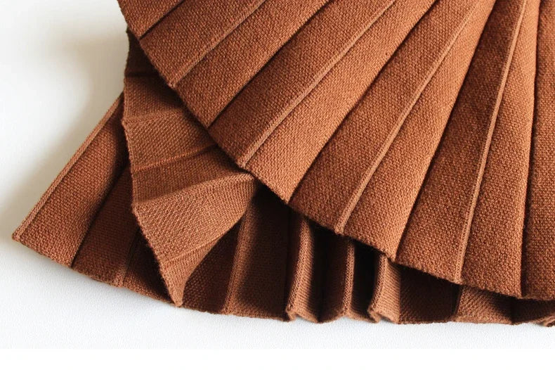 Baby Girls Knit Skirt Autumn Winter Princess Pleated Children School High Waist Mini Tutu Skirts Kids Clothing