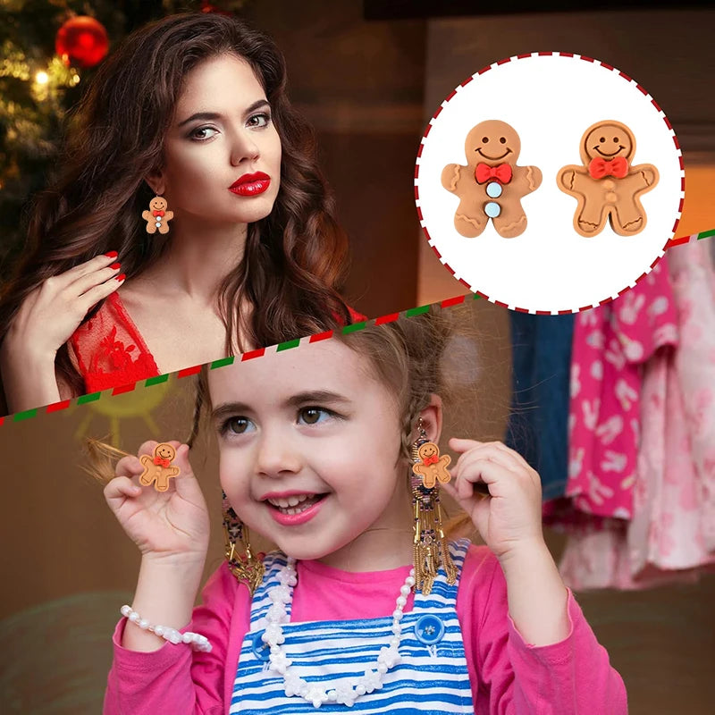 10/20Pcs Mini Gingerbread Man Resin Ornaments Christmas Decoration Flatback Cabochon Figurine Scrapbook DIY Jewelry Accessories