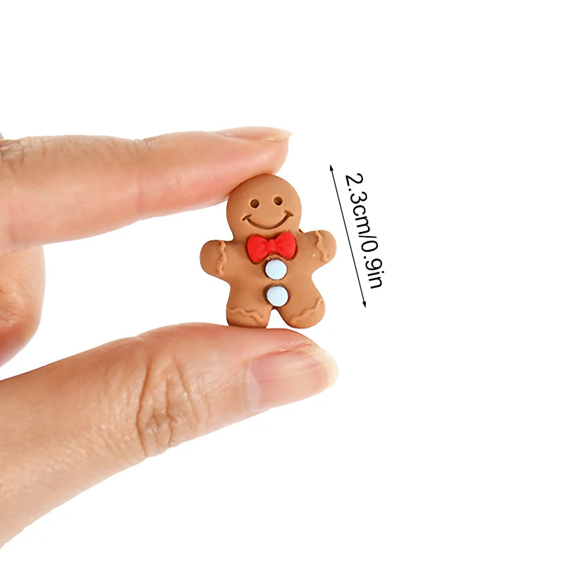 10/20Pcs Mini Gingerbread Man Resin Ornaments Christmas Decoration Flatback Cabochon Figurine Scrapbook DIY Jewelry Accessories