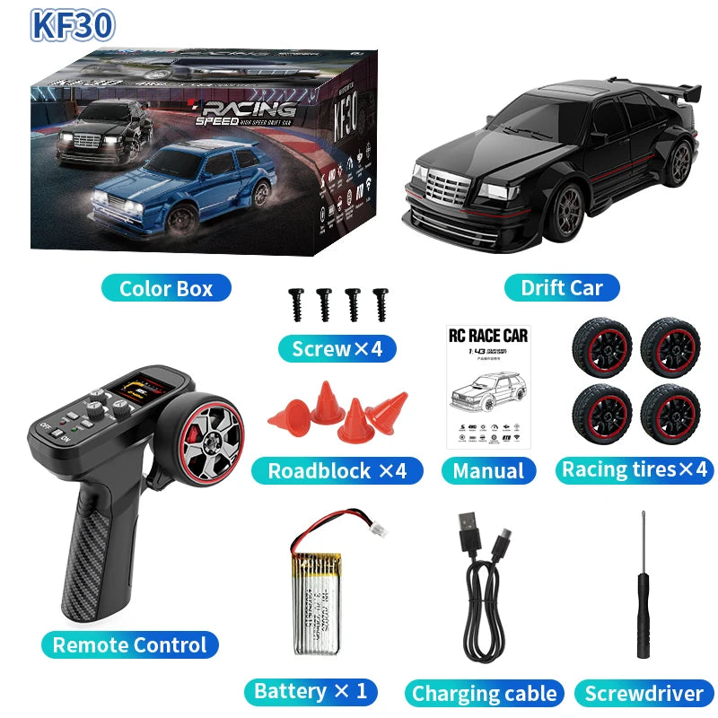 JCMO KF30 Drifting Car New 4WD Remote Control Racing Car Full Size 1:43 Mini Model 2.4G Radio High Speed RC Car Boy Toy Gift