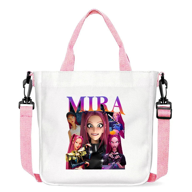 Move K-Pop Demon Hunters Canvas Bag Fashion Printed Handbag Cute Cartoon Anime Commuting Portable Book Storage Bags Pocket Gifts