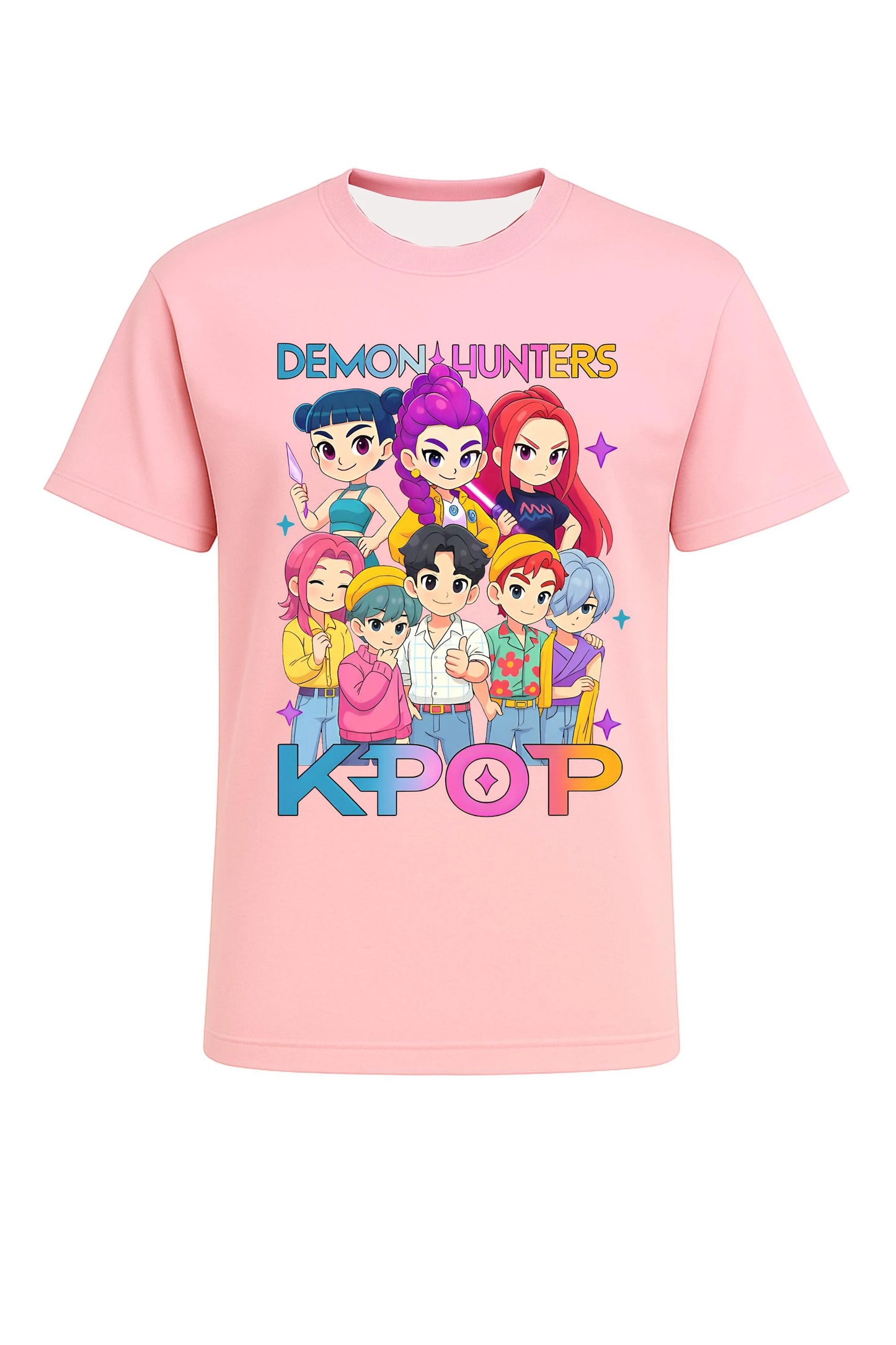 2026 Hot Huntrix Kpop Demon Hunters T-Shirt for Boys Girls Fans Gift Summer Crew Neck Short Sleeve Tees Fashion Kids T-shirt