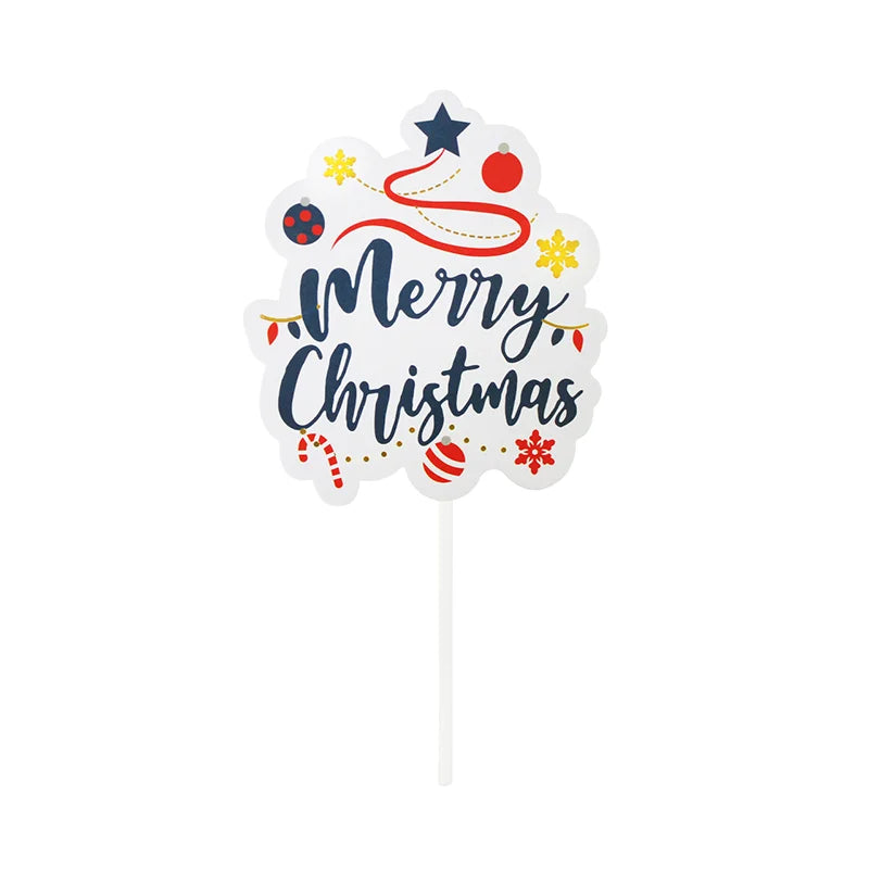 Merry Christmas Cake Toppers Cartoon Xmas Tree Cake Decor Snowman Happy New Year Cupcake Toppers Decor For Party Home 2025 Noel