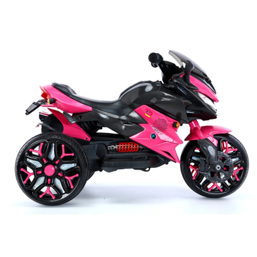 12V Kids Ride-On Motorcycle 3-Wheel Battery Powered Motorbike PU Seat Manual Throttle Lighting Wheels USB MP3 Christmas Gift