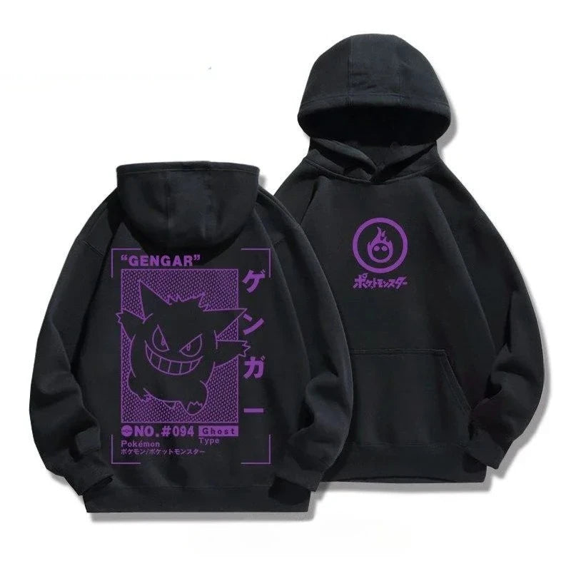 New Sportswear Gengar Anime Pikachu Snorlax Men's and Women's Autumn Winter Hoodies Student Sweaters Youth Cool Sports Jackets
