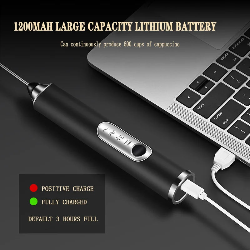 TINSOL Electric Milk Frother Mini Handheld Wireless Power Type-C Charging Convenience Coffee Milk Whipping Kitchen Whisk