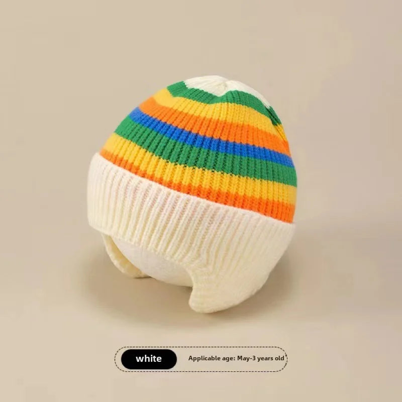 Baby Wool Hat Cute Bear Ear Protection Hat Children Winter Thickened Warm Knitted Korean Version Of The Baby Hat
