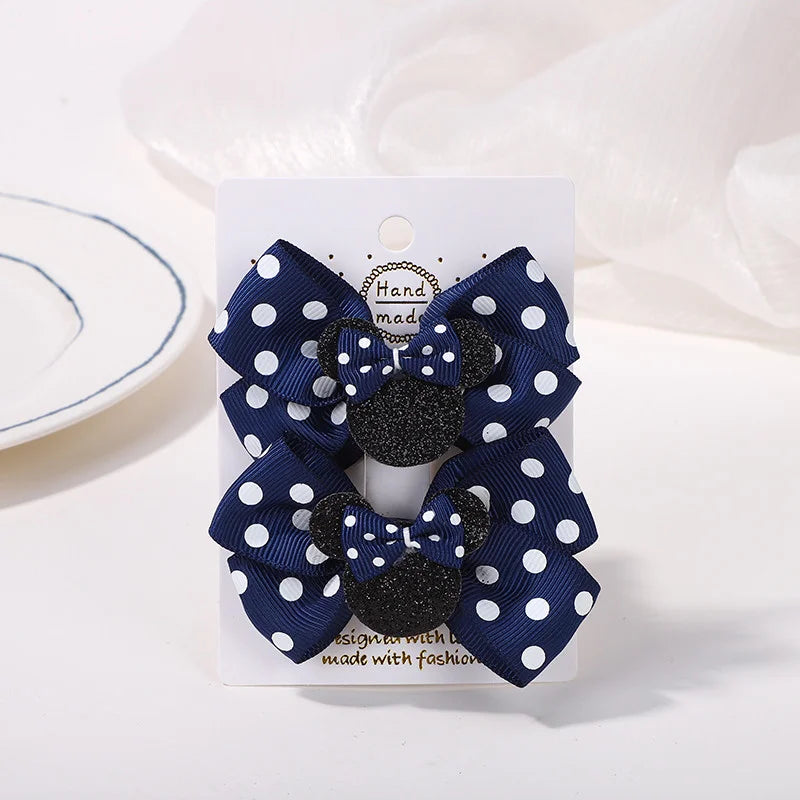 2pcs/Set Grils Lovely Polka Dot Bow Hair Clips for Hair Toddler Cartoon Hairpins Baby Boutique Hair Accessories