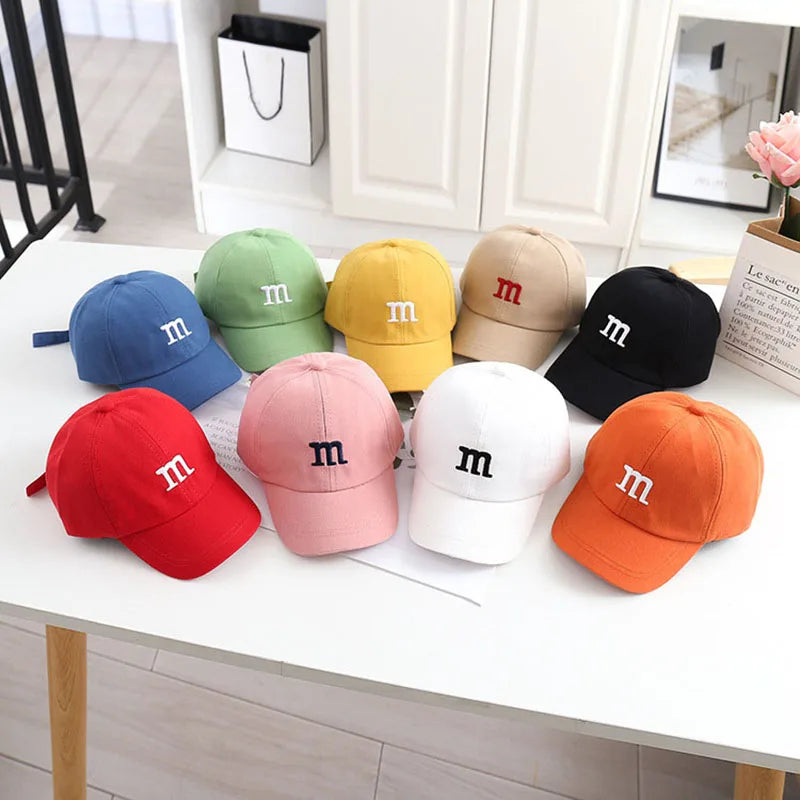 Solid Color Letter Baby Baseball Cap Simple Embroidered Peaked Hat for Toddler Boy Girl Summer Adjustable Kids Sun Hats